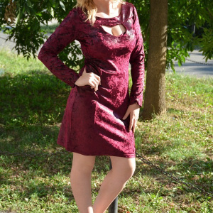 Rochie visinie de primavara, toamna, din material cu aspect lucios - Img 7