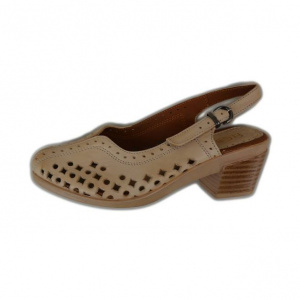 Sanda casual de nuanta bej, design cu perforatii bine definite - Img 1