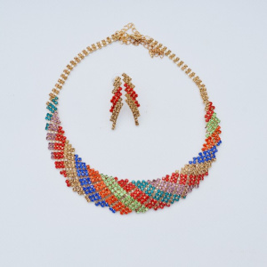 Set elegant de bijuteri,colier oval si cercei,multicolor - Img 4