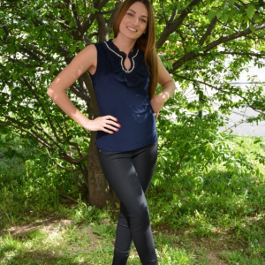 Top elegant de primavara-vara, culoare bleumarin, cu strasuri - Img 5