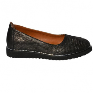 Balerin confortabil in nuanta de negru sidef, cu talpa joasa, flexibila - Img 1