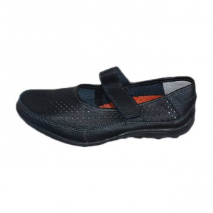 Balerin cu bareta, de culoare neagra, model cu perforatii simetrice - Img 1
