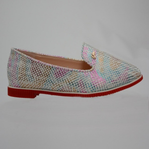 Balerin tineresc cu model multicolor pe fond alb si talpa usoara - Img 8