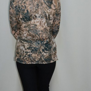 Bluza chic, maro, imprimeu floral deosebit, decolteu in V - Img 5