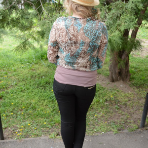 Bluza cu maneca lunga, croi lejer, de culoare turcoaz - Img 2