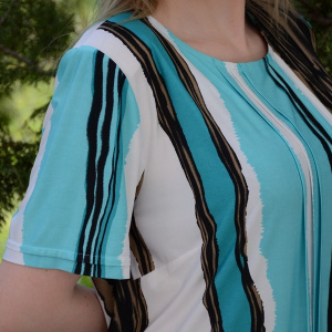 Bluza cu maneca scurta, nuante alb-albastru-negru - Img 5