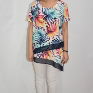 Bluza dama, casual,asimetrica, model lejer, multicolor exotic - Img 2