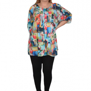 Bluza dama, casual, model vintage, multicolor - Img 1