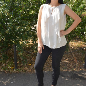 Bluza de matase, de culoare galben pal, cu model de fronseuri - Img 6