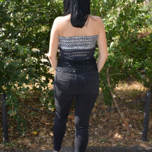 Bluza de ocazie, nuanta de negru-gri, cu paiete deosebite aplicate - Img 7