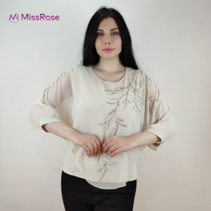 Bluza eleganta cu aplicatii deosebite Dakota,nuanta de bej - Img 2