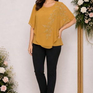 Bluza eleganta cu aplicatii deosebite Dakota,nuanta de mustar