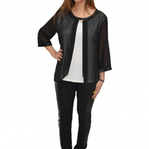 Bluza eleganta, din voal, in nuanta alb-negru