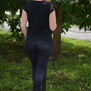 Bluza eleganta masura mare, dantela neagra cu insertie de tul - Img 4