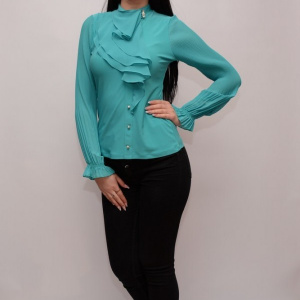 Bluza moderna cu volanase in fata, si design de nasturi aurii - Img 5
