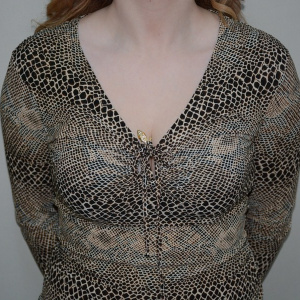 Bluza tinereasca cu design animal-print, model lung, cambrat - Img 4