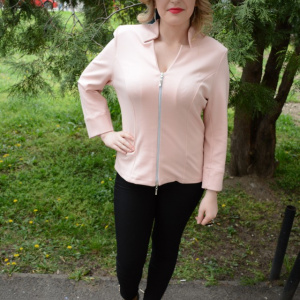 Bluza tip sacou plamanie, cu fermoar argintiu si maneca lunga - Img 2
