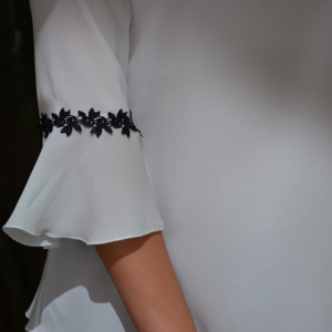 Bluza trendy de ocazie, model tineresc cu design negru pe fond alb - Img 7