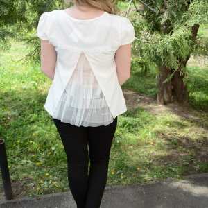 Bluze cu maneca scurte, casual, in nuante albe-rosii - Img 5
