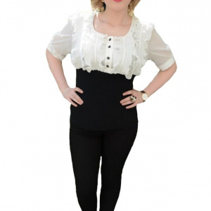 Bluze de ocazie, design elegant, de culoare alb-negru - Img 1