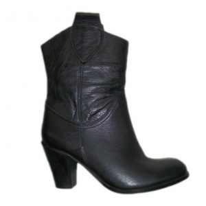 Botina cowboy, neagra, de lungime medie, mult peste glezna - Img 1