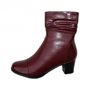 Botina de dama confortabila, marsala, din material lucios-mat - Img 1