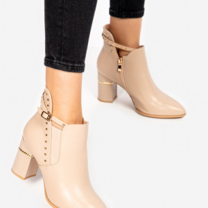Botine Nevada cu design rock si bereta ,nuanta de bej - Img 3