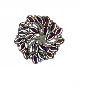 Brosa chic, rotunda, cu margele colorate sau strasuri cristaline - Img 1