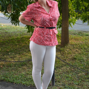 Camasa de culoare rosie cu buline albe, model tip sacou - Img 4