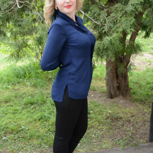 Camasa eleganta, de culoare bleumarin, cu pliuri aplicate in fata - Img 5
