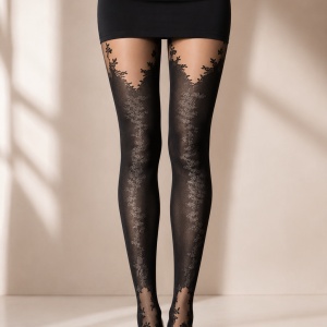 Ciorap de dama cu model, densitate 60 DEN, culoare neagra
