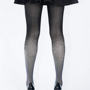 Ciorap pantalon din microfibra, culoare neagra cu model albastru - Img 2