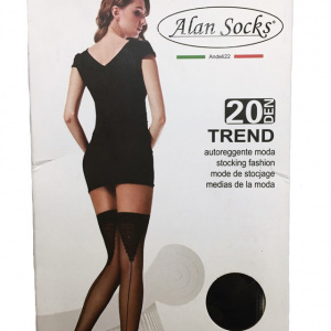 Ciorap rafinat cu banda, de culoare neagra cu model in spate