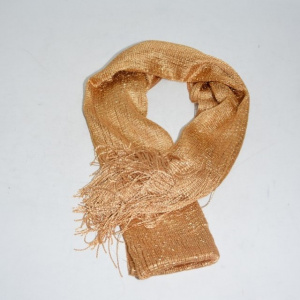 Esafra eleganta cu franjuri fine si material deosebit, nuanta aurie - Img 7