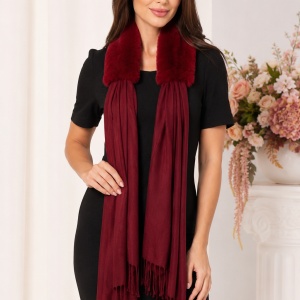 Esarfa Beatrice 2 in 1 cu insertii de blanita ,nuanta de marsala