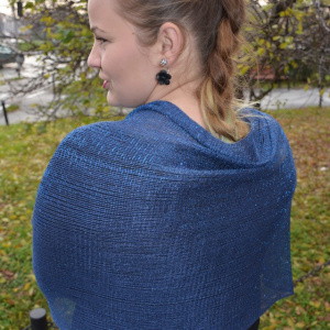 Esarfa chic cu aspect lucios, de culoare albastra, model elegant - Img 4