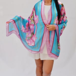 Esarfa chic, model elegant cu imprimeu floral multicolor - Img 1