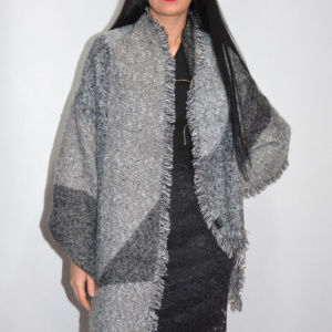 Esarfa chic moderna cu modele geometrice pe fond gri - Img 4