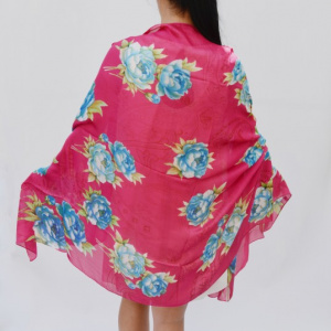 Esarfa fina cu model deosebit de culoare fuchsia,bleumarin - Img 4