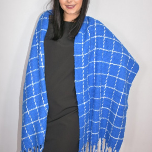 Fular dama Dalma ,model cu patratele,albastru - Img 2