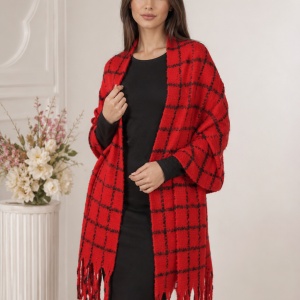 Fular dama Dalma ,model cu patratele,marsala
