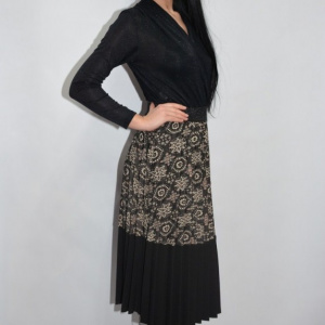 Fusta casual cu imprimeu vintaje de culoarea neagra - Img 7