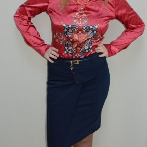 Fusta cool, lungime midi, de culoare bleumarin si design aparte - Img 2