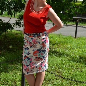 Fusta scurta de primavara-vara cu imprimeu floral multicolor - Img 5