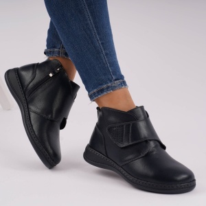 Ghete Piele Naturala Imblanite Talpa Casual NEGRU - Img 3