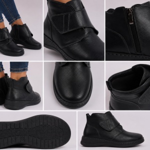 Ghete Piele Naturala Imblanite Talpa Casual NEGRU - Img 4