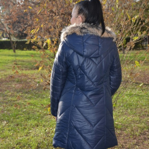 Jacheta moderna Anya ,lunga cu gluga detasabila,nuanta de bleumarin - Img 6