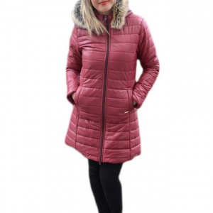 Jacheta tinereasca din fas fin,masura mare,de culoare marsala, model lung - Img 1