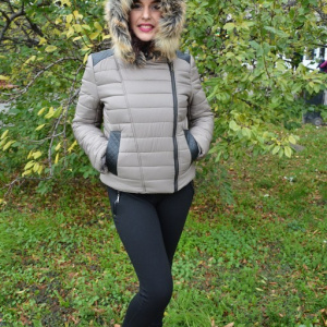 Jacheta tinereasca kaki, model scurt cu fermoarul intr-o parte - Img 2