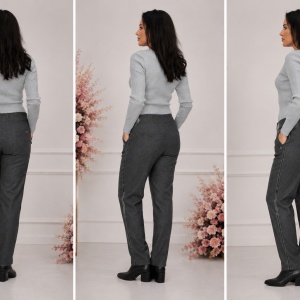 Pantalon casual Jeniffer cu model pe picior ,gri - Img 2